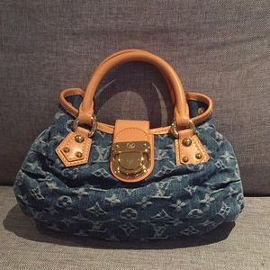 AUTHENTIC LOUIS VUITTON PLEATY DENIM HANDBAG